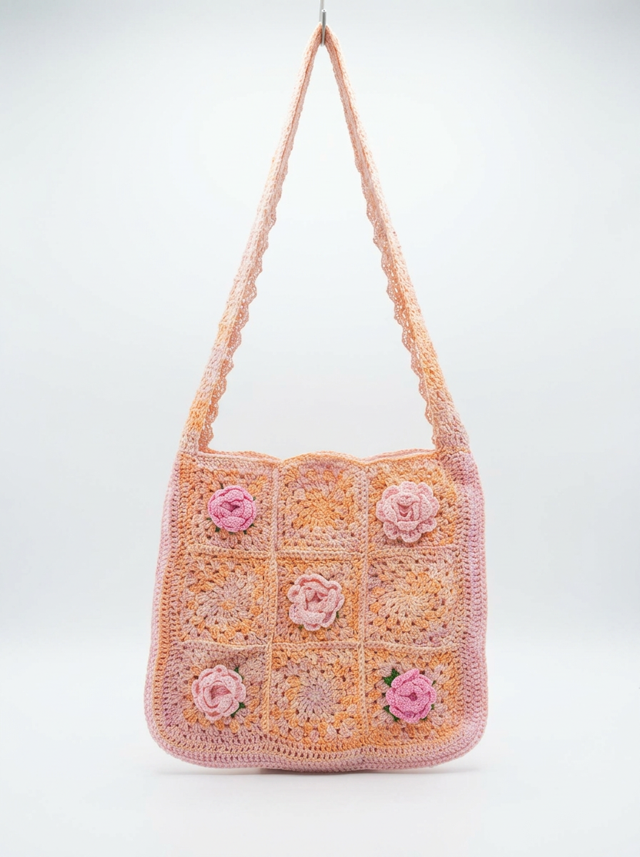 Bolso Rosa Granny · Flores Rosa — 1