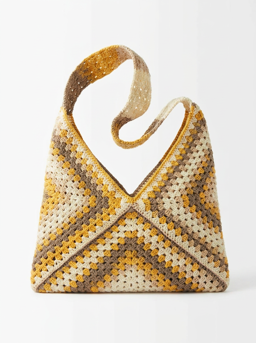 Bolso Triángulo Mostaza & Crema — 1