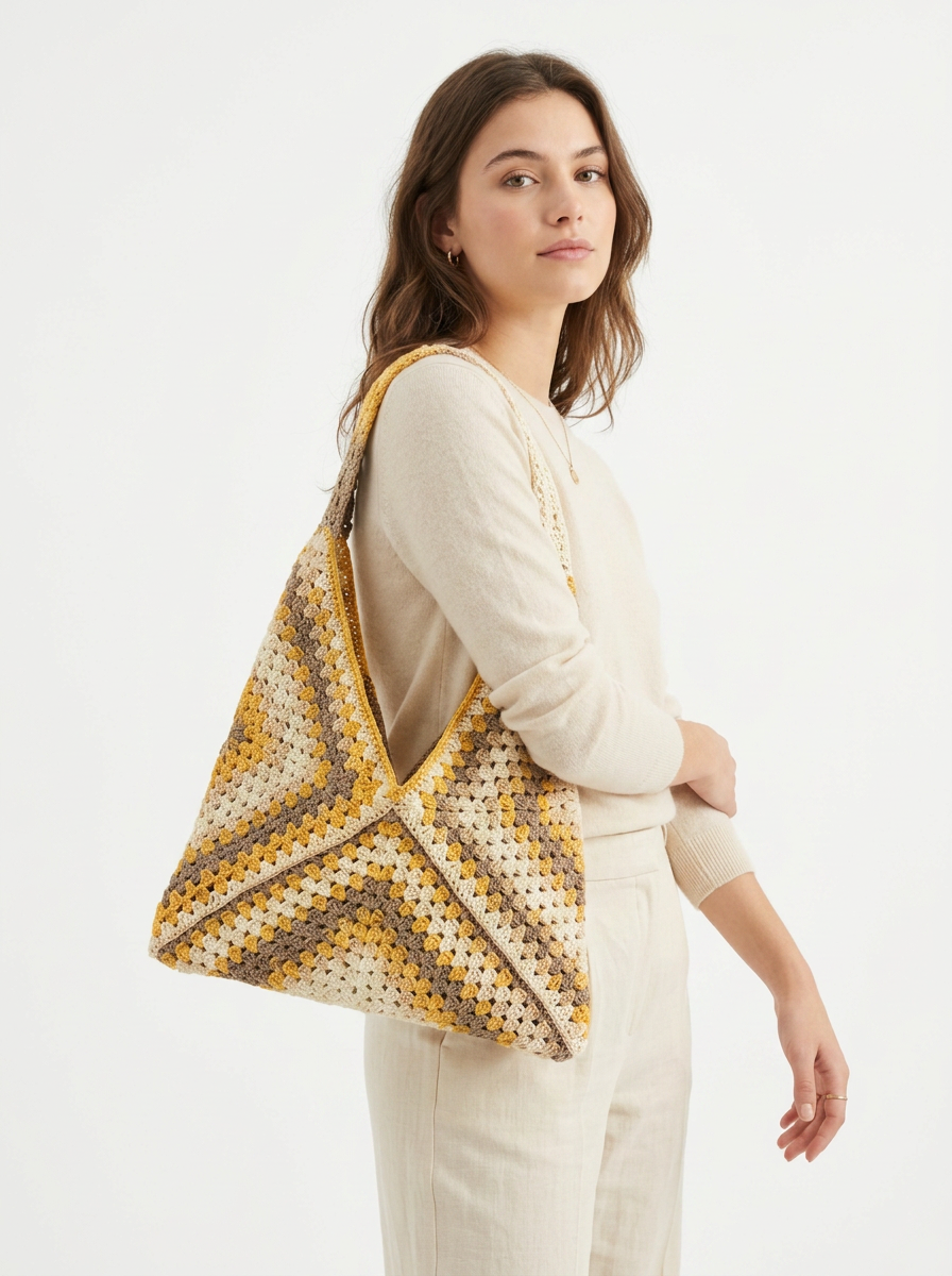 Bolso Triángulo Mostaza & Crema — 2