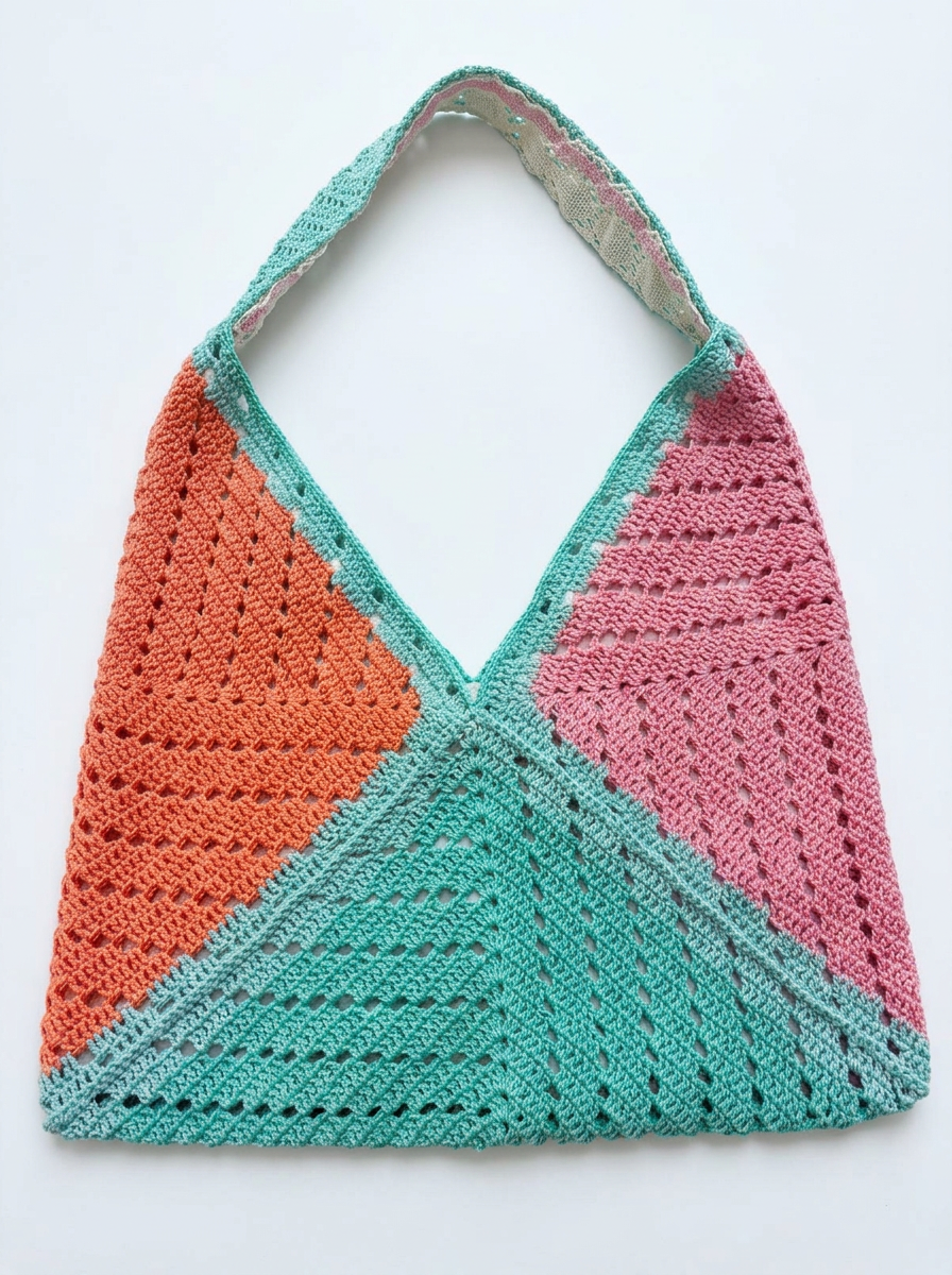 Bolso Triángulo Naranja, Rosa & Turquesa — 1