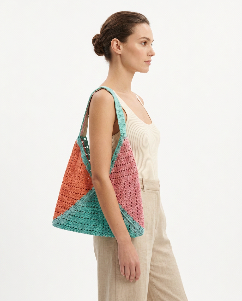Bolso Triángulo Naranja, Rosa & Turquesa — 2