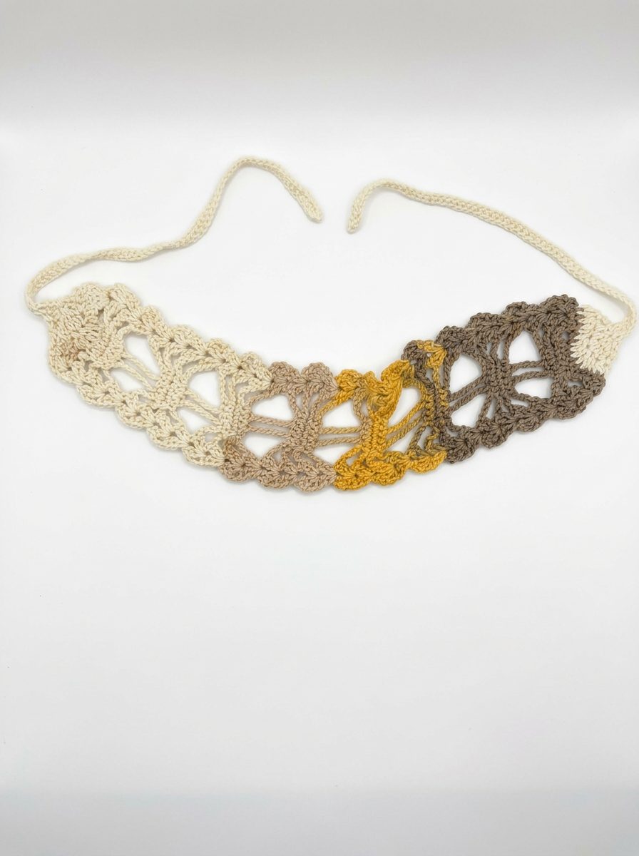 Diadema Crochet Calada Amarilla & Marrón — 1