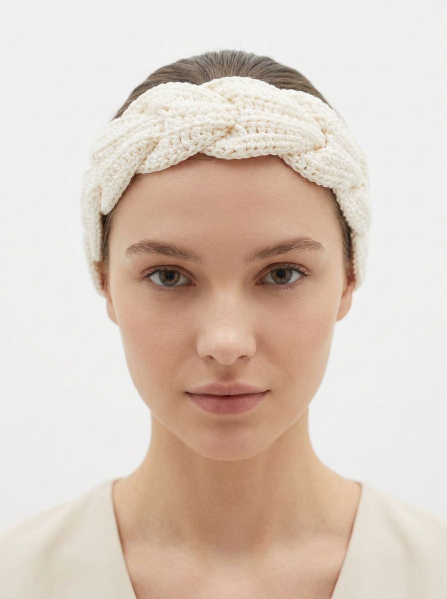 Diadema Crochet Trenzada Blanca — 2