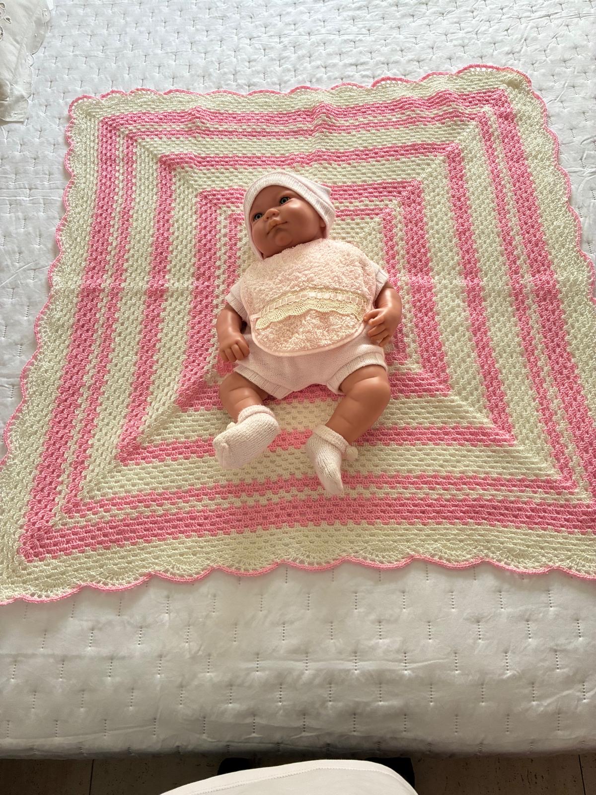 Manta de Bebé Rosa & Crema — 2