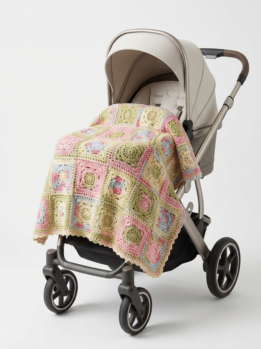Manta Bebé Granny Rosa & Verde — 2
