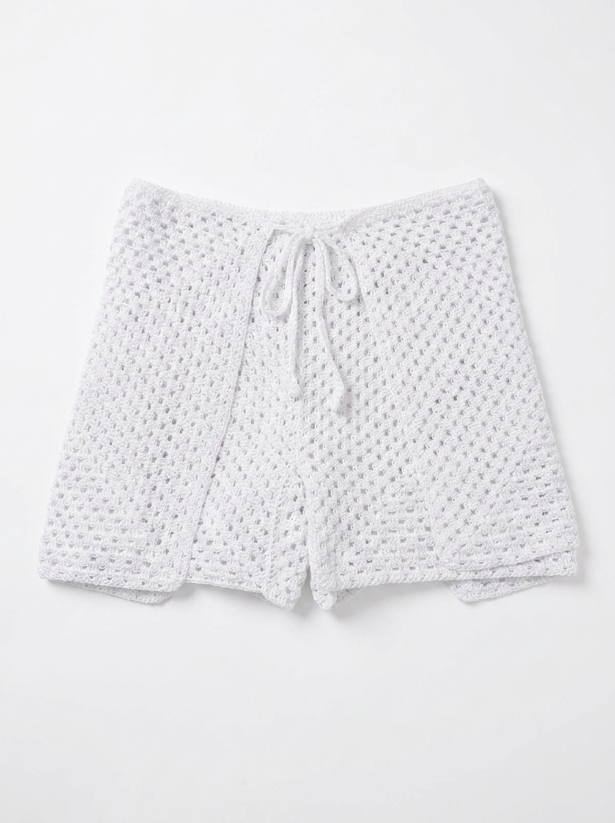 Pareo Short Crochet Blanco — 1