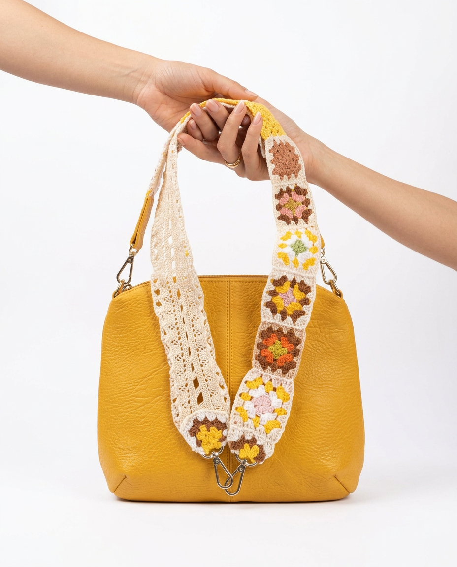 Bolso Mostaza · Asa Floral — 2
