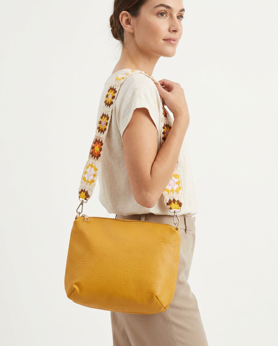 Bolso Mostaza · Asa Floral — 3