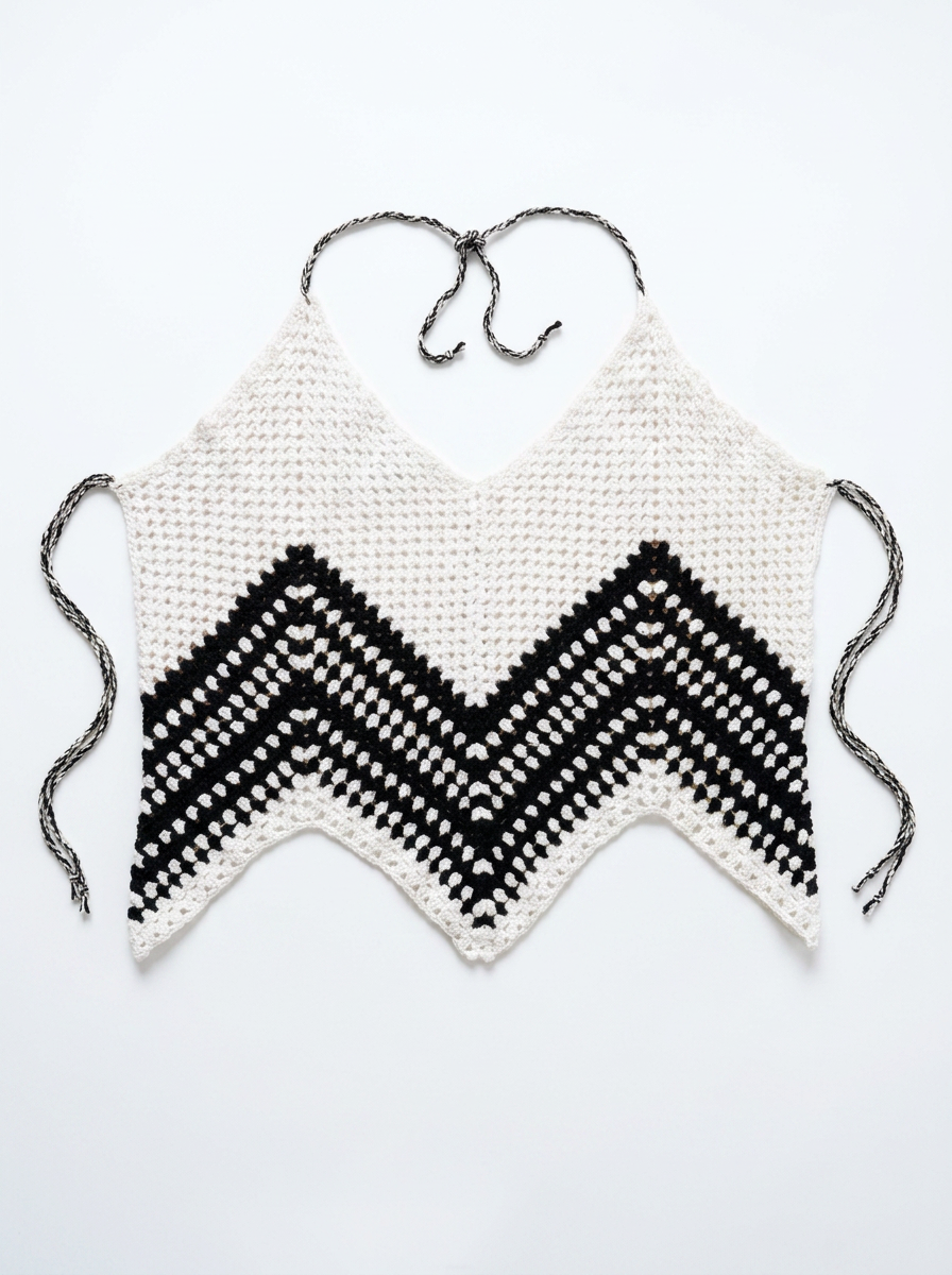 Top Crochet Chevron Blanco & Negro — 1