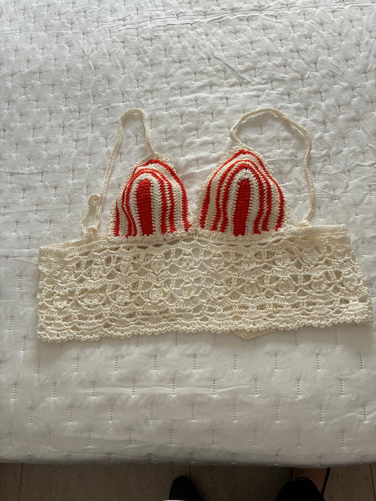 Top Crochet Crema & Rojo — 3