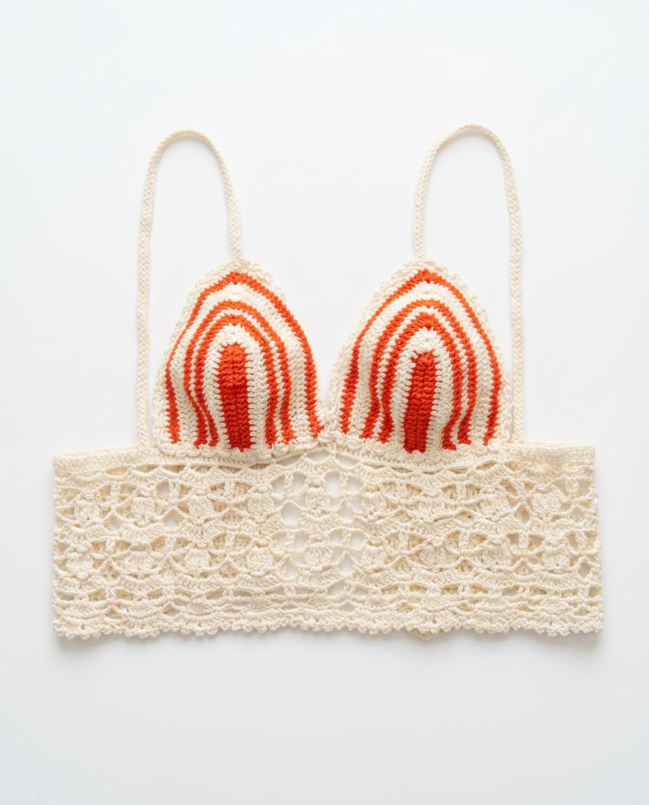 Top Crochet Crema & Rojo — 1